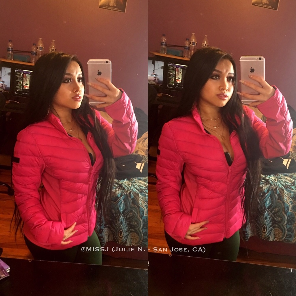 ☔️🩷 Hot Pink Zipper Raincoat Puffer Jacket